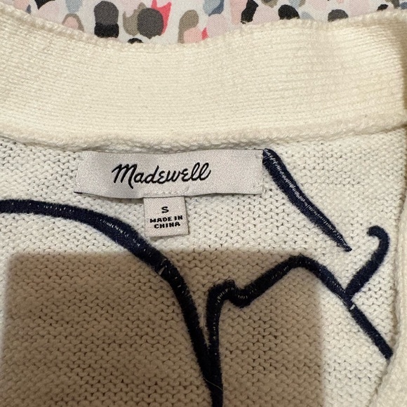 Madewell Embroidered V-Neck Cardigan Sweater in Linear Bloom. Great condition! - Picture 4 of 4